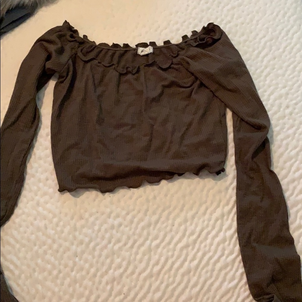 Brown long sleeve crop top